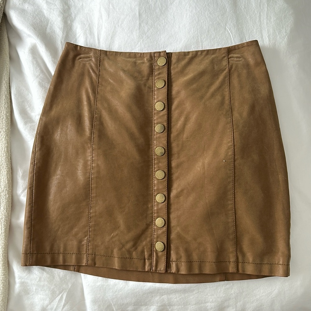 Free People leather button skirt, size 6